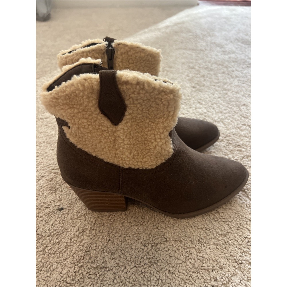 Womens Sugar Tula Western‎ Booties  Sherpa Sz 9